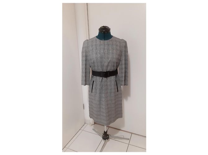 Claudie Pierlot Gestreiftes Viskose Kleid Grau - Ansicht 4