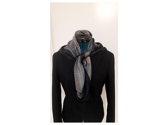 Foulard Christian Dior in seta nero - vista 2