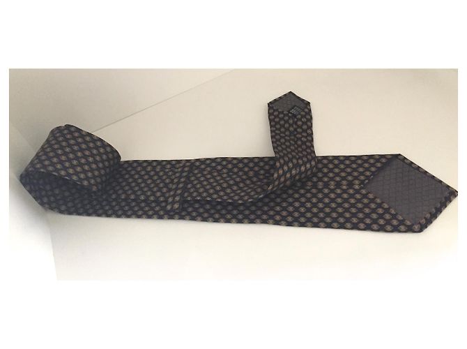 Autre Marque cravatta 100% Seta blu navy con motivi cioccolato NOVITÀ Marrone - vista 2