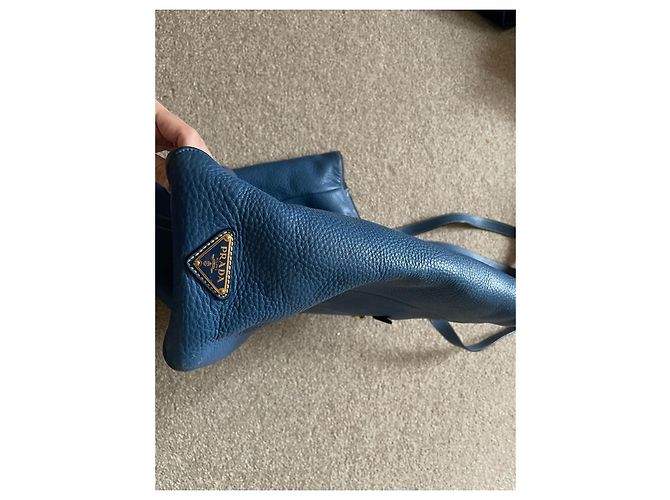 Autre Marque Borsa tote Prada in pelle blu - vista 3