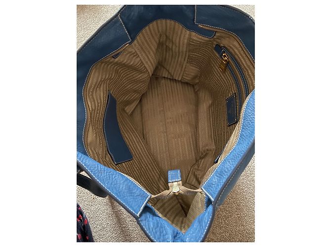 Autre Marque Borsa tote Prada in pelle blu - vista 9