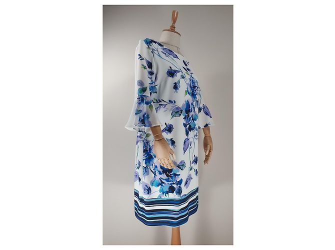 Joseph Ribkoff Blumenkleid Weiß Blau Mehrfarben - Ansicht 2
