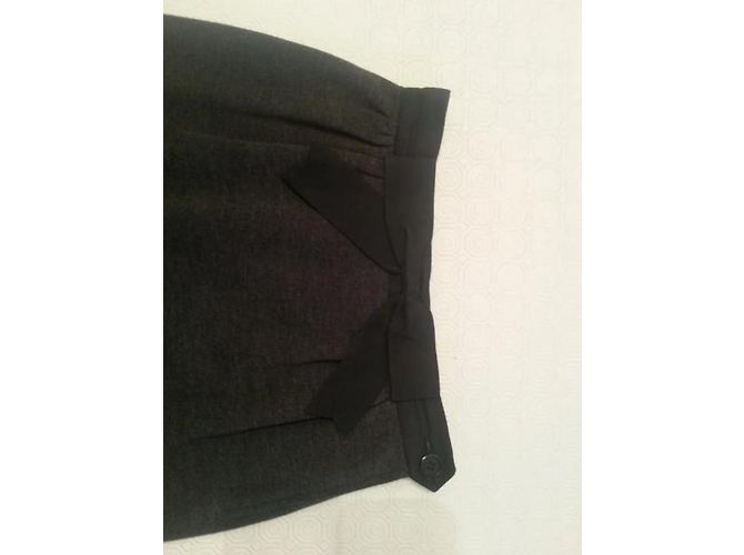 Falda Moschino Couture de lana gris con lazo negro - vista 2