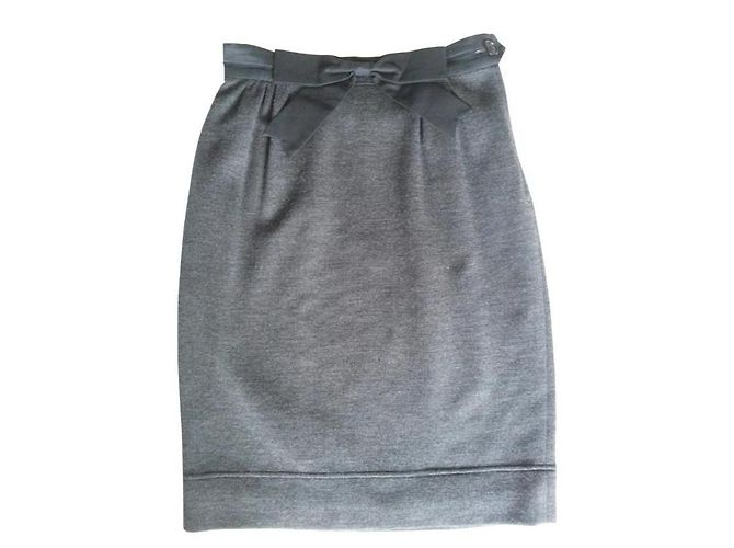 Falda Moschino Couture de lana gris con lazo negro - vista 3