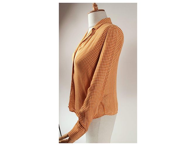 & Other Stories Top Houndstooth Laranja Viscose - vista 3