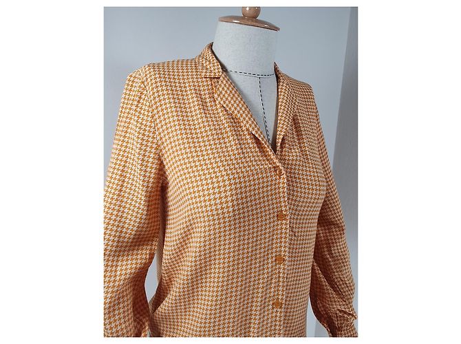 & Other Stories Top Houndstooth Laranja Viscose - vista 4