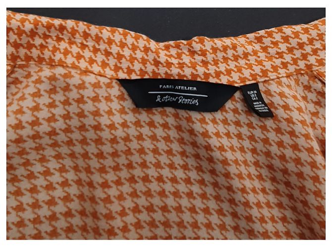 & Other Stories Top Houndstooth Laranja Viscose - vista 5