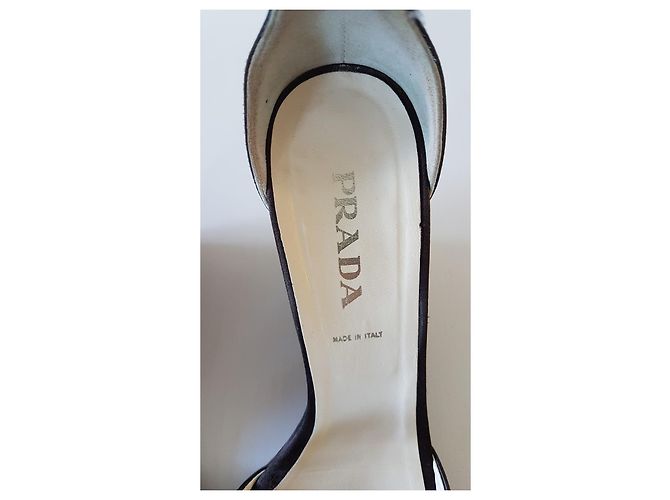 Sandali Prada in Satin Marrone Scuro Tacco 9cm - vista 13