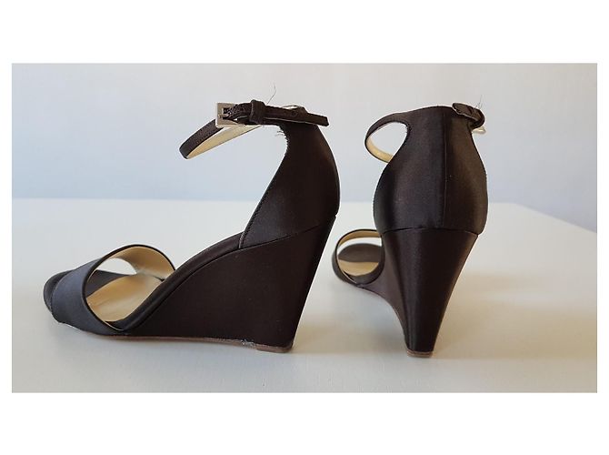 Sandali Prada in Satin Marrone Scuro Tacco 9cm - vista 15