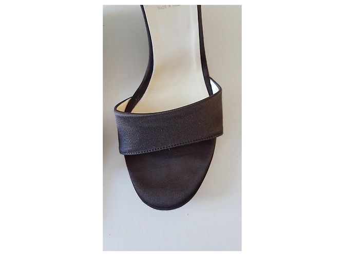 Sandali Prada in Satin Marrone Scuro Tacco 9cm - vista 17