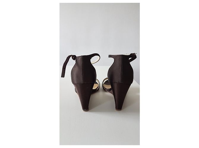 Sandali Prada in Satin Marrone Scuro Tacco 9cm - vista 6