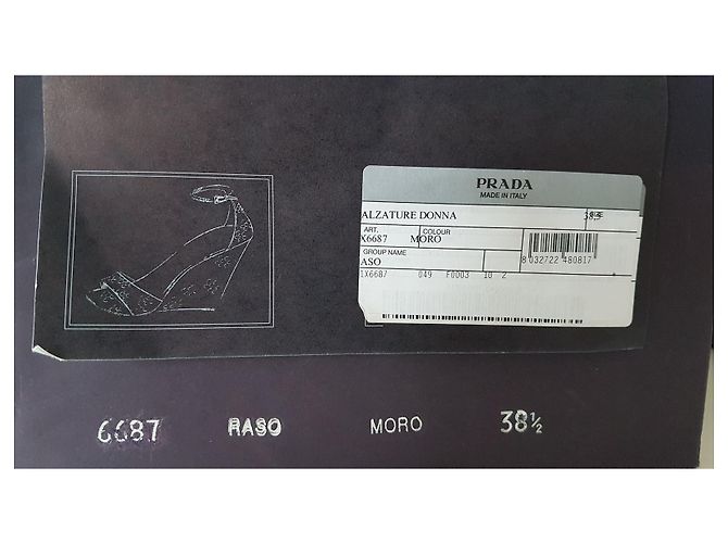 Sandali Prada in Satin Marrone Scuro Tacco 9cm - vista 9