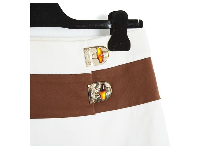 Gucci Bamboo Baumwollrock Braun Ecru 40 FR Aus weiß - Ansicht 2