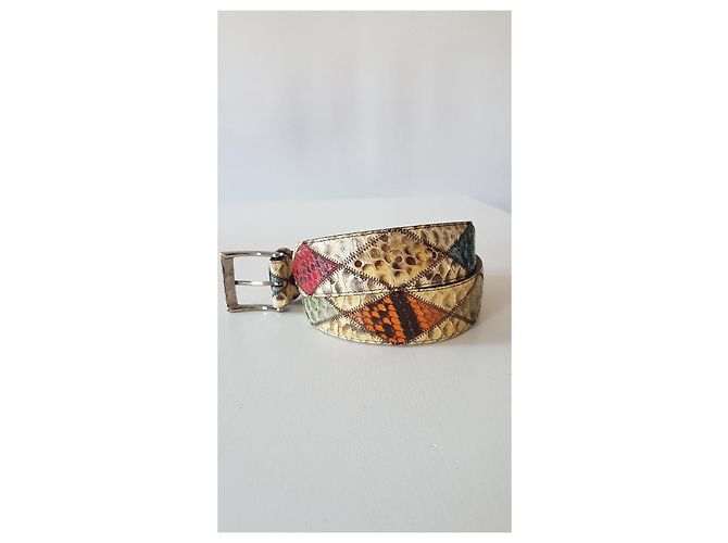 Autre Marque Fausto Colato Python Leather Belt Multicolor Beige Multiple colors - view 2