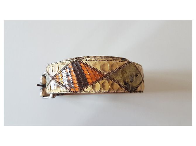 Autre Marque Fausto Colato Python Leather Belt Multicolor Beige Multiple colors - view 5