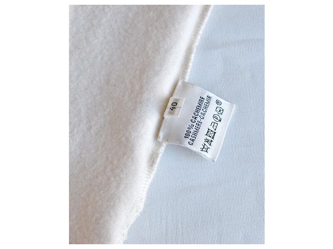 Hermès Pull Col Long Cachemire Crème - vue 14