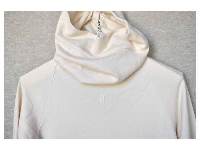 Hermès Pull Col Long Cachemire Crème - vue 16