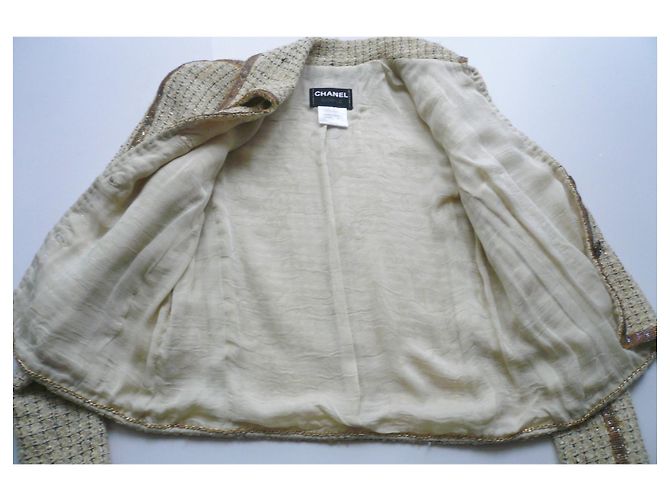CHANEL Kurze beige Tweedjacke BE T38 Mehrfarben - Ansicht 12