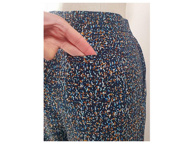 Calças Cos de viscose e lã Multicor - vista 4