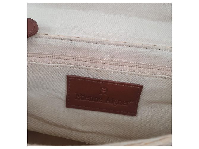 Sac à main Aigner Etienne en paille de papier marron beige Multicolore - vue 7