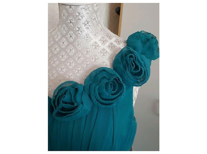 Abito Lela Rose monospalla decorato con rose Verde - vista 3