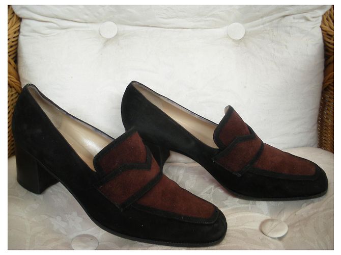 Décolleté Christian Louboutin Bicolore Nero e Marrone Scuro - vista 3