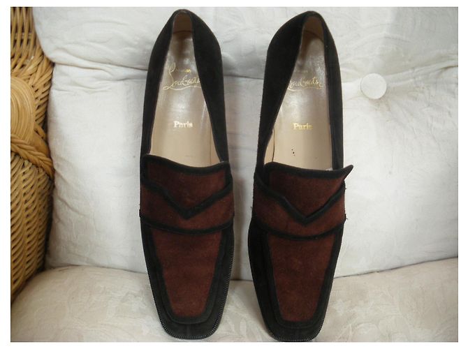 Décolleté Christian Louboutin Bicolore Nero e Marrone Scuro - vista 4