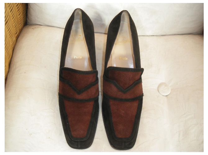 Décolleté Christian Louboutin Bicolore Nero e Marrone Scuro - vista 6