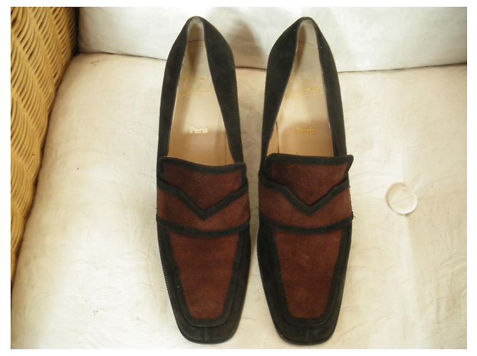 Décolleté Christian Louboutin Bicolore Nero e Marrone Scuro - vista 9