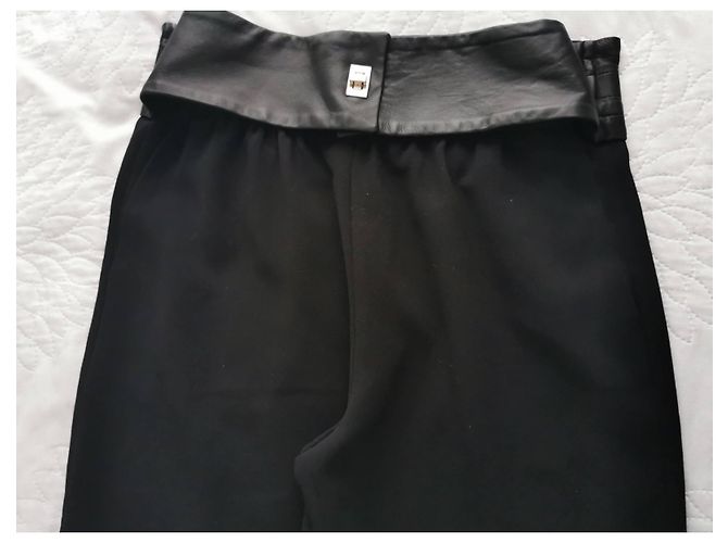 Calça Sandro de couro com cinto preto - vista 10