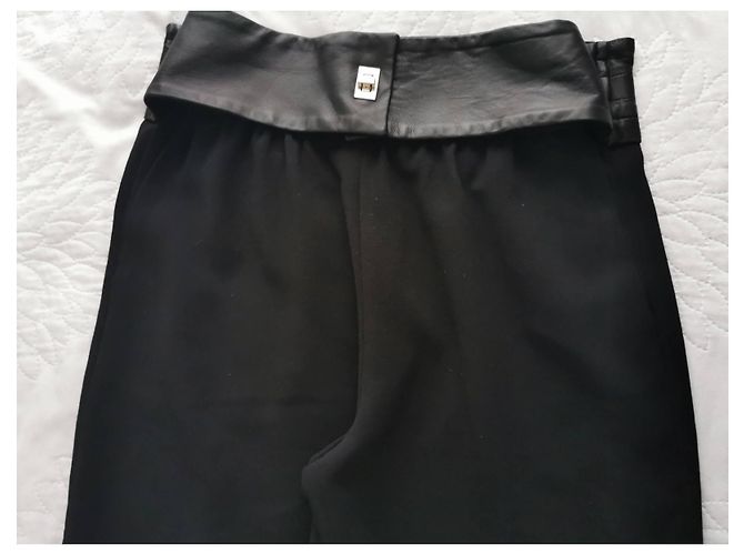 Calça Sandro de couro com cinto preto - vista 12