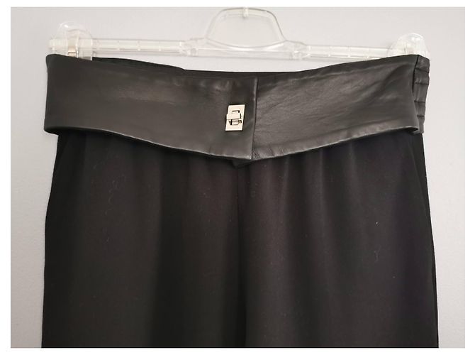 Calça Sandro de couro com cinto preto - vista 3