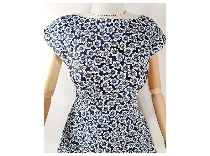 Vestido floral Kate Spade de algodón azul blanco negro Multicolor - vista 2