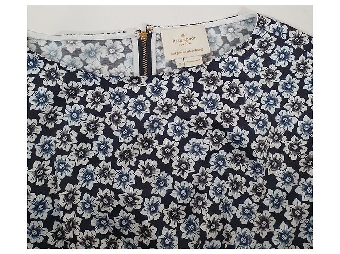 Vestido floral Kate Spade de algodón azul blanco negro Multicolor - vista 5