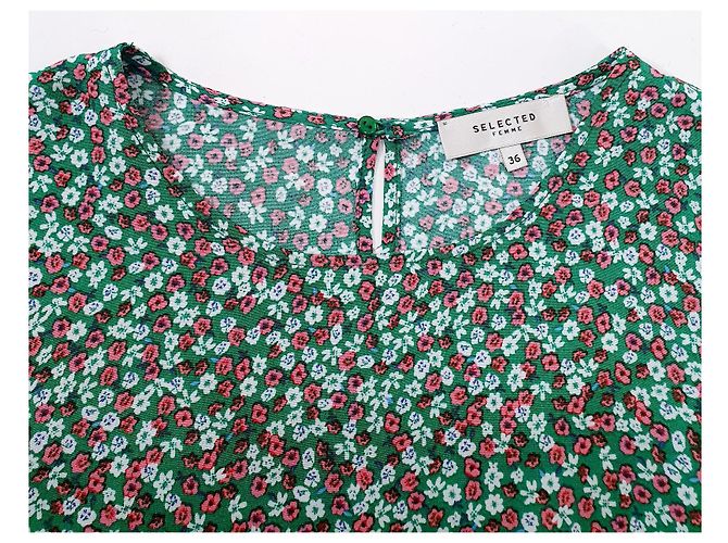 Selected Blumenbluse Grün Viscose Mehrfarben - Ansicht 5
