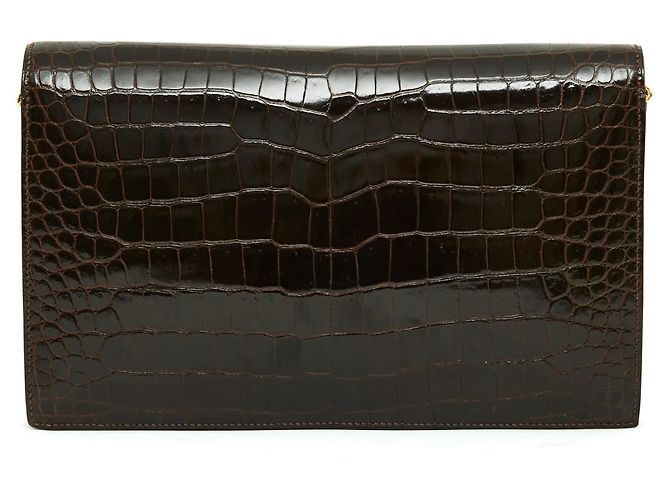 Hermès LYDIE CROCO L'AVANA immacolato Marrone - vista 5