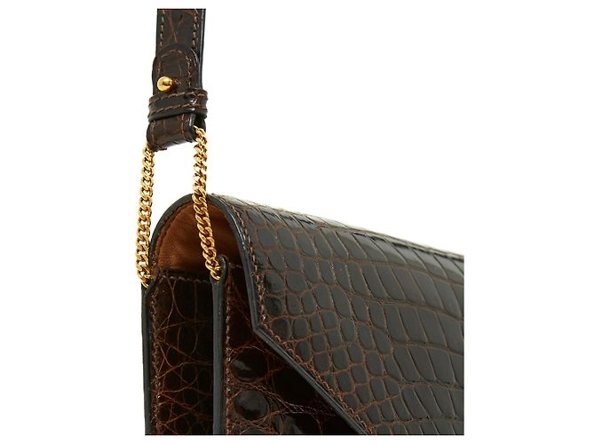 Hermès LYDIE CROCO L'AVANA immacolato Marrone - vista 7