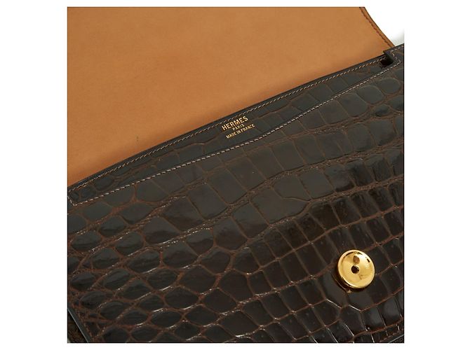 Hermès LYDIE CROCO L'AVANA immacolato Marrone - vista 8