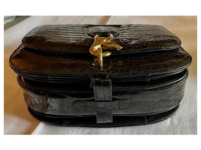 Classic Box Borsa Céline in pelle di alligatore nero - vista 3