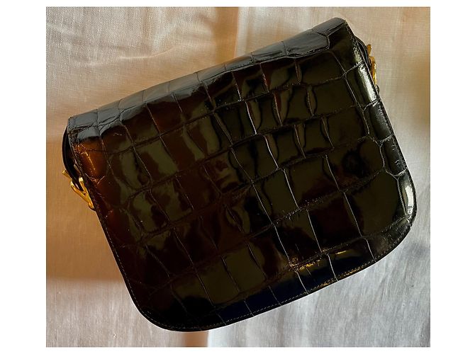 Classic Box Borsa Céline in pelle di alligatore nero - vista 4