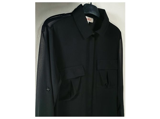 Autre Marque Camicia Kontatto Nera Trasparente in Viscosa S Nero - vista 2