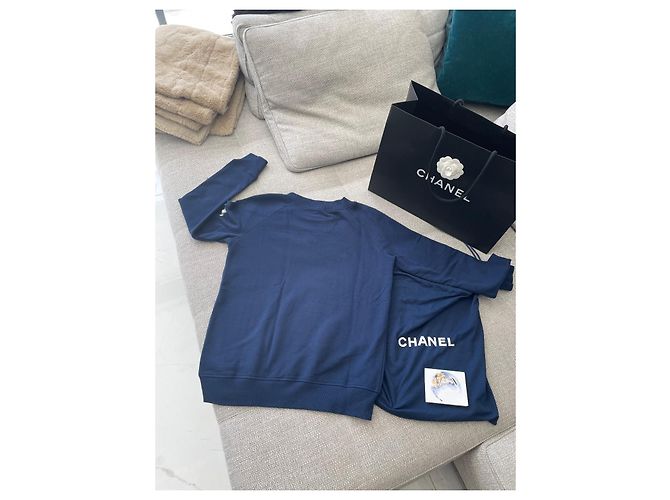 Chanel Christmas Edition Sweatshirt Marineblau Baumwolle - Ansicht 3