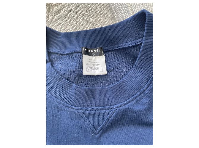 Chanel Christmas Edition Sweatshirt Marineblau Baumwolle - Ansicht 4