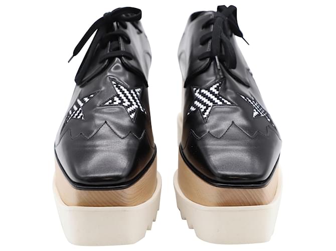 Stella Mc Cartney Stella McCartney Derby Elyse Star Platform Stringata in Pelle Nera Nero - vista 2