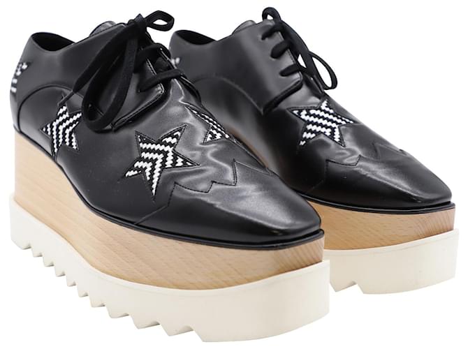Stella Mc Cartney Stella McCartney Derby Elyse Star Platform Stringata in Pelle Nera Nero - vista 3