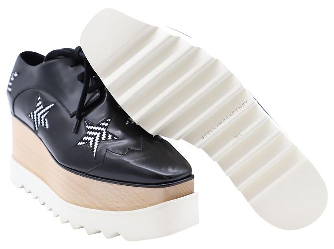 Stella Mc Cartney Stella McCartney Derby Elyse Star Platform Stringata in Pelle Nera Nero - vista 6