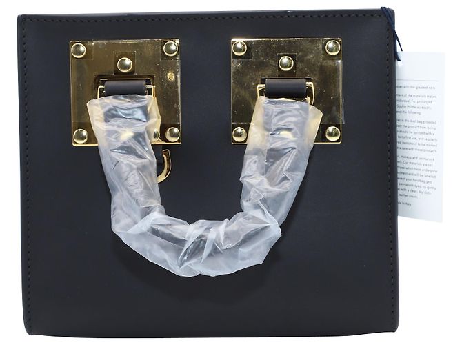 Borsa Sophie Hulme Mini Box Albion in pelle nera Nero - vista 2