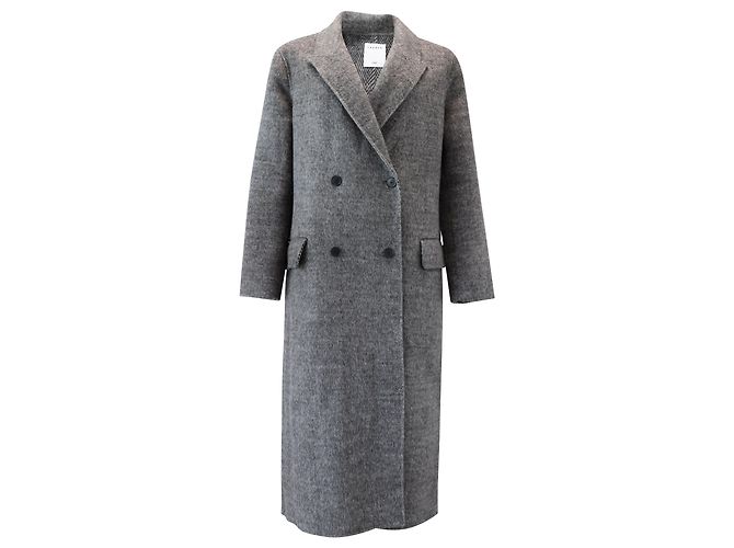 Sandro Juno lined-Breasted Coat In Grey Wool - view 2