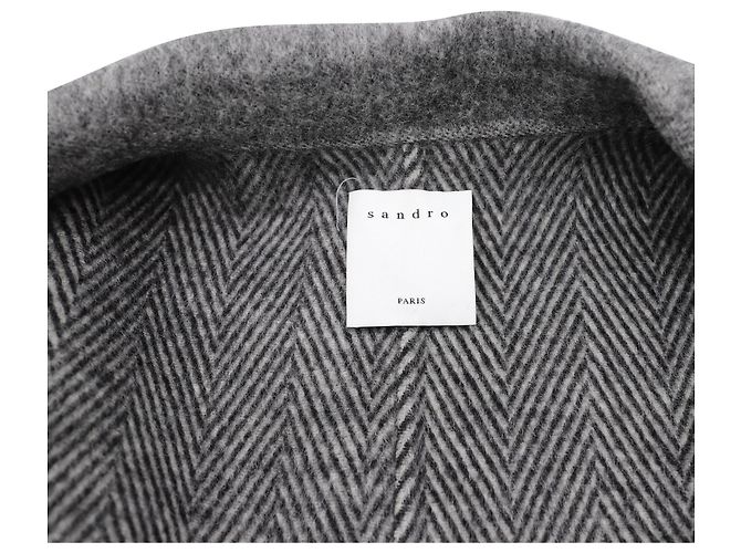 Sandro Juno lined-Breasted Coat In Grey Wool - view 3