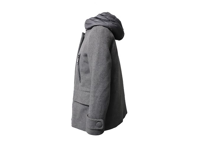 Abrigo Moncler Euphemia con chaleco acolchado en lana virgen gris - vista 2